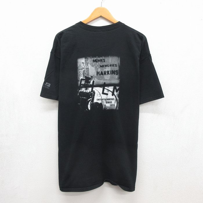 フルーツオブザルーム 00s 半袖Tシャツ Harkins Theatresプリント ブラック メンズXL相当 | 古着