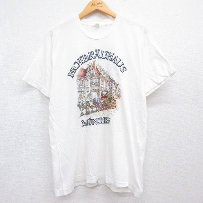 90s 半袖Tシャツ HOFBRAUHAUS ホワイト メンズL相当 | 古着