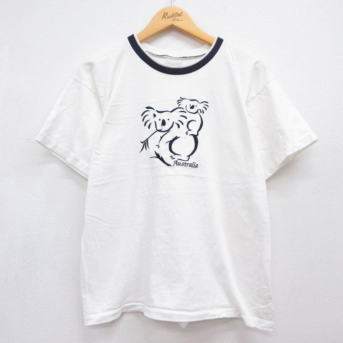 半袖Tシャツ コアラ刺繍 ホワイト メンズM相当 | 古着