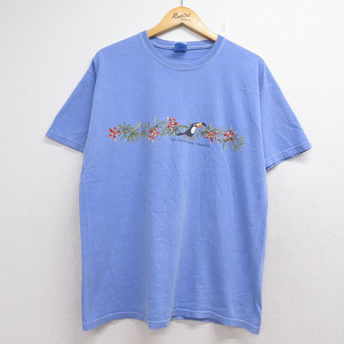 00s 半袖Tシャツ 鳥 ライトブルー メンズL相当 | 古着