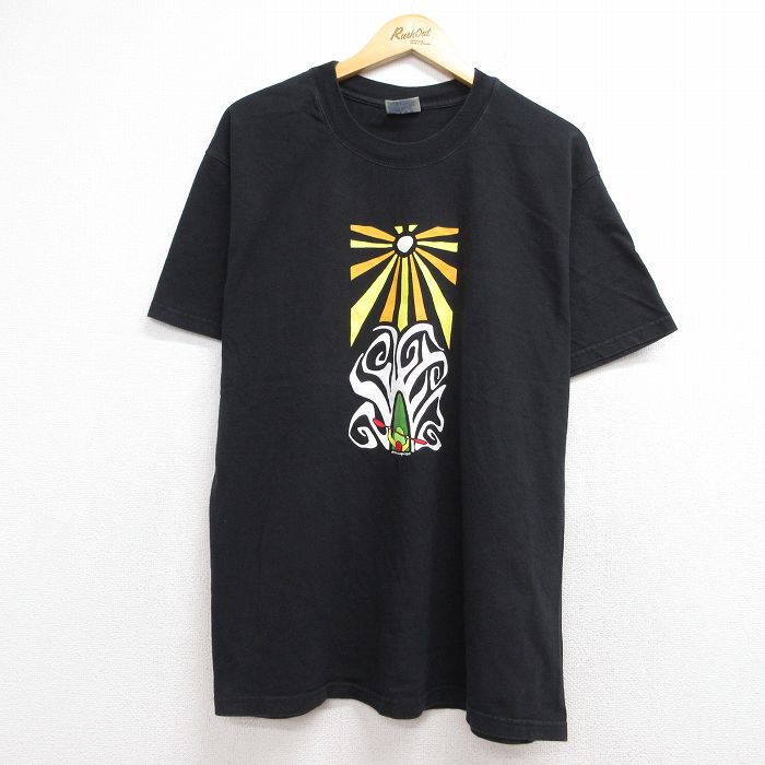 ヘインズ 00s 半袖Tシャツ AMERICAN WHITEWATER ブラック メンズL相当 | 古着