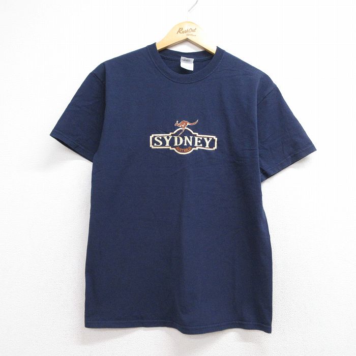 00s 半袖Tシャツ SIDNEY カンガルー刺繍 ネイビー メンズM相当 | 古着