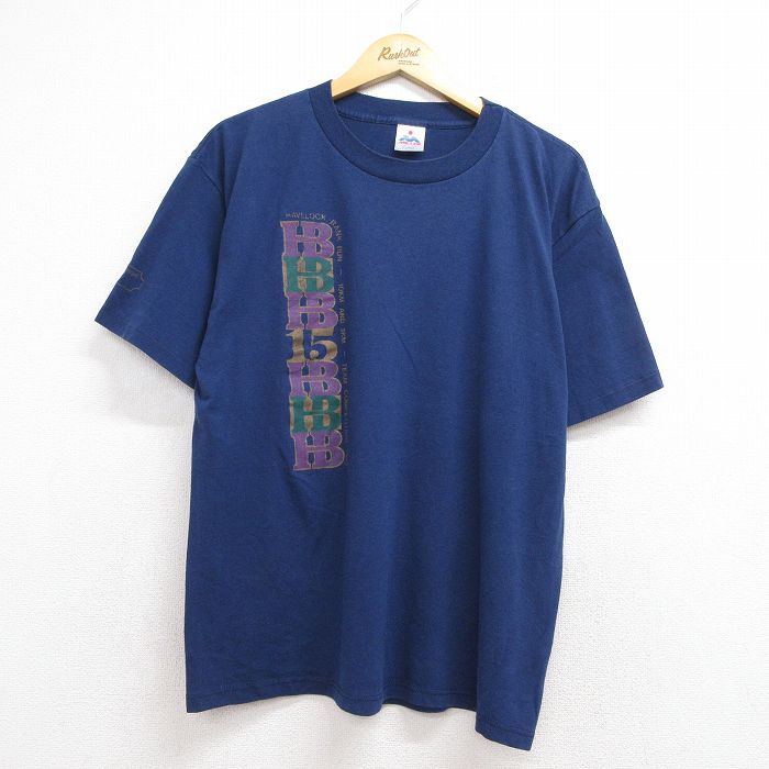 90s 半袖Tシャツ HAVELOCK BANK RUN ネイビー メンズL相当 | 古着