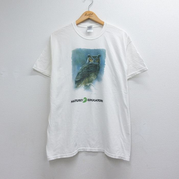 00s 半袖Tシャツ 鳥 ホワイト メンズL相当 | 古着