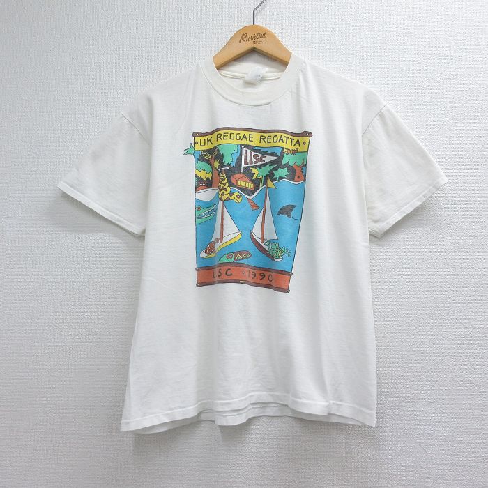 古着通販 L☆古着 半袖 ビンテージ Tシャツ メンズ 90年代 90s ヨット