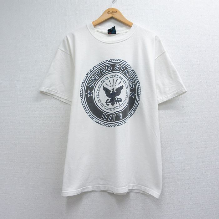 90s 半袖Tシャツ ミリタリー ホワイト メンズXL相当 | 古着
