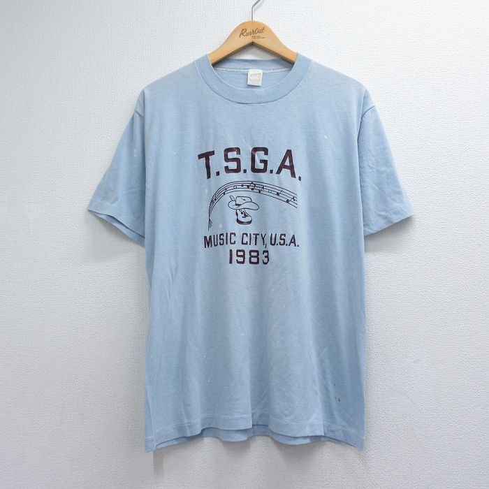 80s 半袖Tシャツ TSGA ライトブルー メンズL相当 | 古着