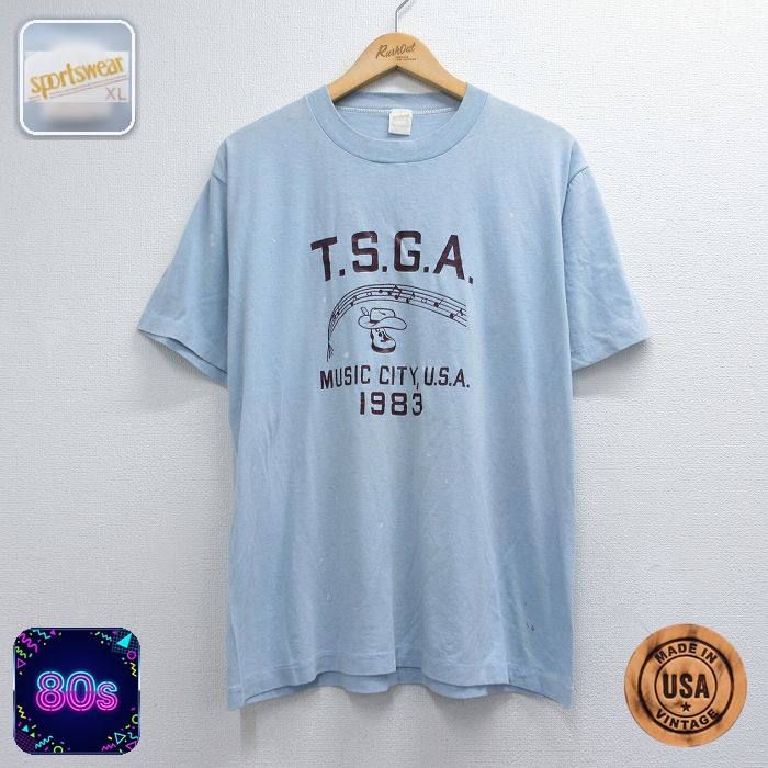 80s 半袖Tシャツ TSGA ライトブルー メンズL相当 | 古着