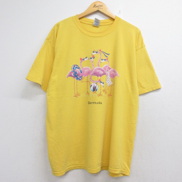 00s 半袖Tシャツ フラミンゴ イエロー メンズXL相当 | 古着