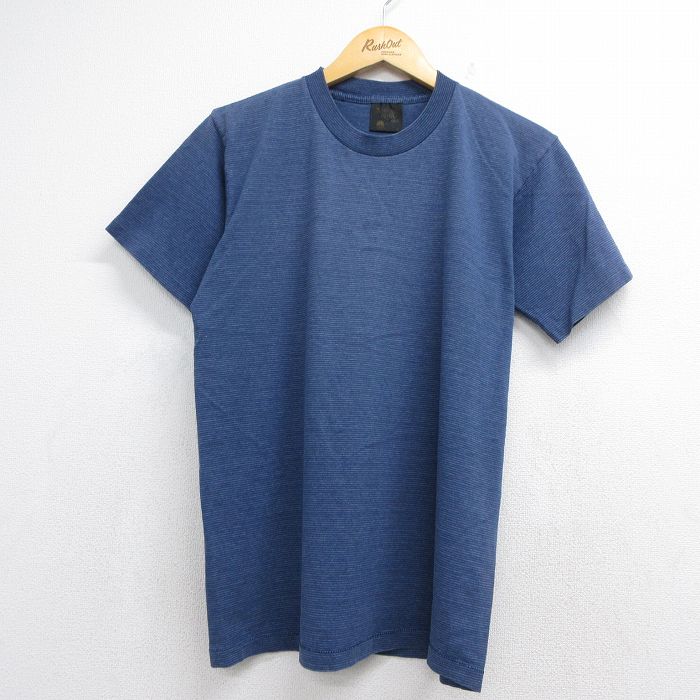 90s 半袖Tシャツ ボーダー ブルー メンズM相当 | 古着