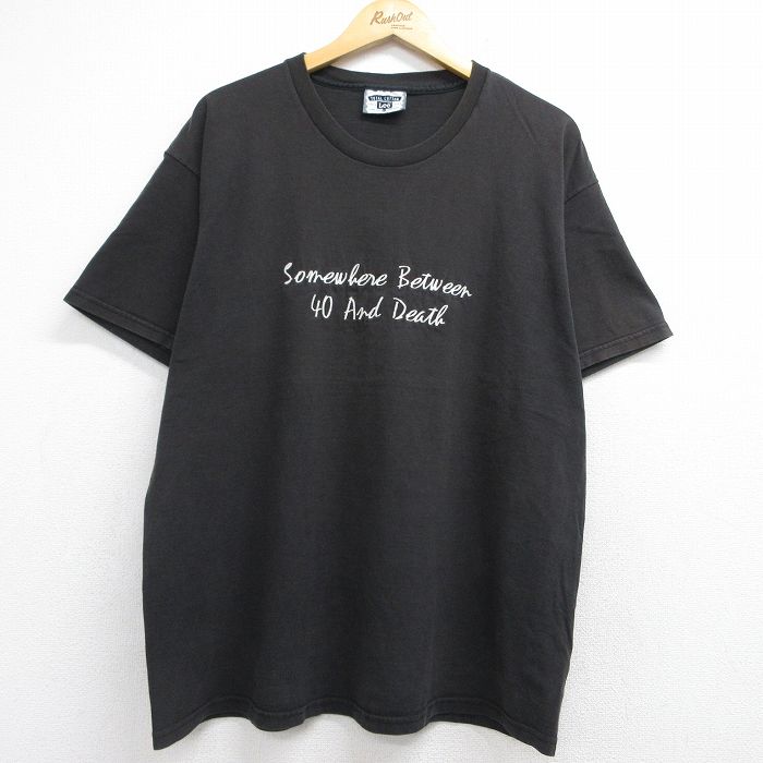 リー 90s 半袖Tシャツ Somewhere刺繍 ブラック メンズXL相当 | 古着