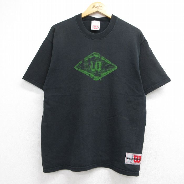 ウィルソン 90s 半袖Tシャツ ビッグロゴ ブラック メンズL相当 | 古着