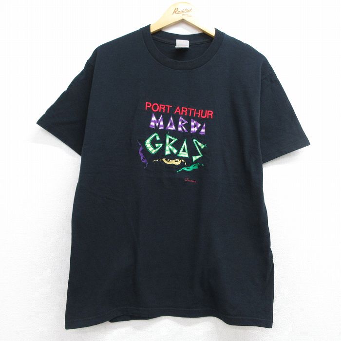フルーツオブザルーム 00s 半袖Tシャツ マルティグラ刺繍 ブラック メンズL相当 | 古着