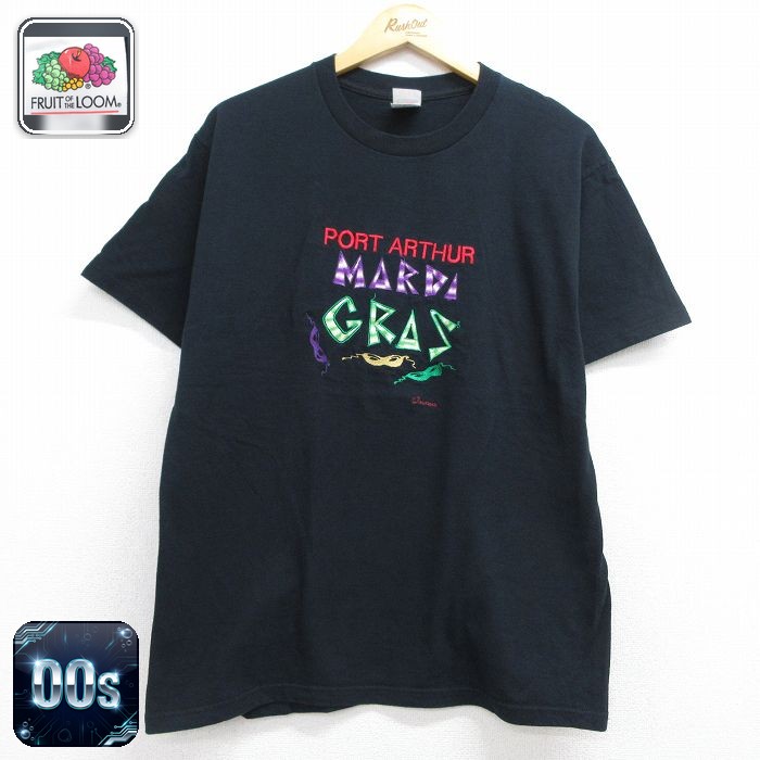 フルーツオブザルーム 00s 半袖Tシャツ マルティグラ刺繍 ブラック メンズL相当 | 古着