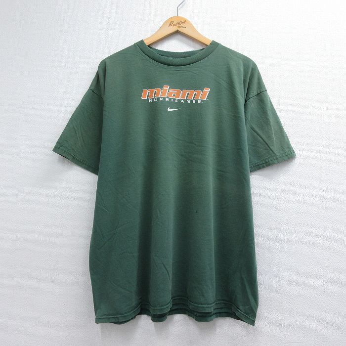 ナイキ 00s 半袖Tシャツ マイアミハリケーンズ カーキ メンズXL相当 | 古着