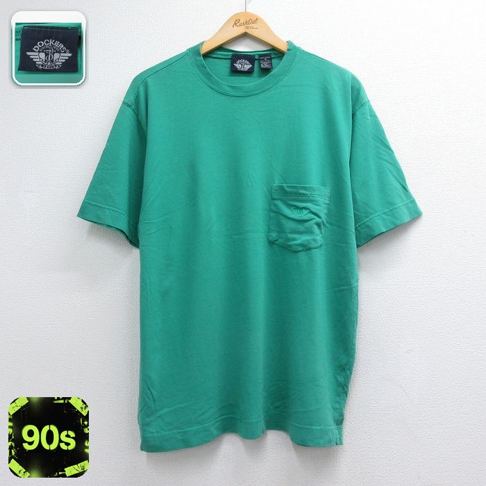 ドッカーズ 90s 半袖Tシャツ ワンポイントロゴ グリーン メンズXL相当 | 古着