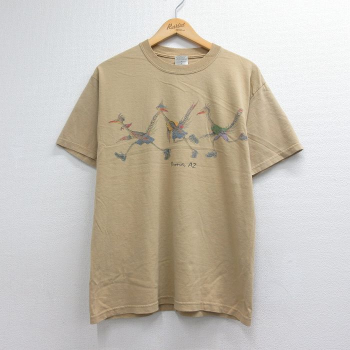 00s 半袖Tシャツ 鳥 ベージュ メンズL相当 | 古着