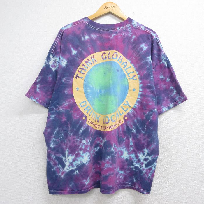 00s 半袖Tシャツ THINKタイダイ パープル メンズXL相当 | 古着