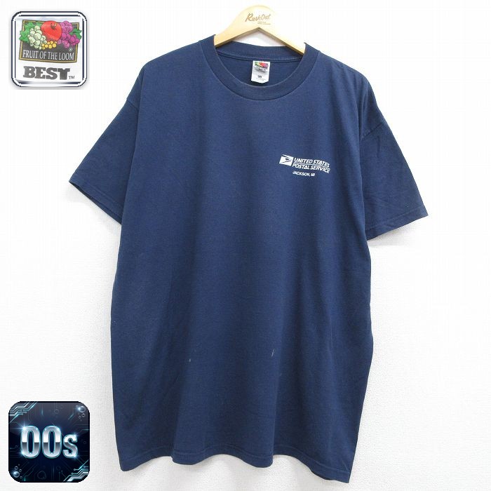 フルーツオブザルーム 00s 半袖Tシャツ 郵便局 ネイビー メンズXL相当 | 古着