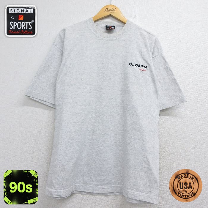 SIGNAL 90s 半袖Tシャツ OLYMPIA 霜降りグレー メンズXL相当 | 古着