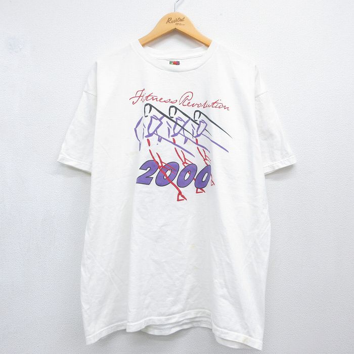 フルーツオブザルーム 00s 半袖Tシャツ フィットネス ホワイト メンズXL相当 | 古着