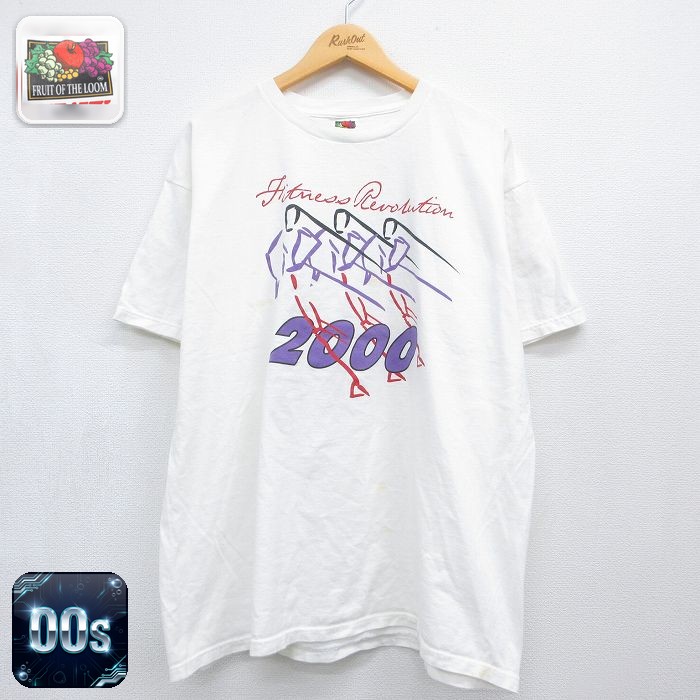 フルーツオブザルーム 00s 半袖Tシャツ フィットネス ホワイト メンズXL相当 | 古着