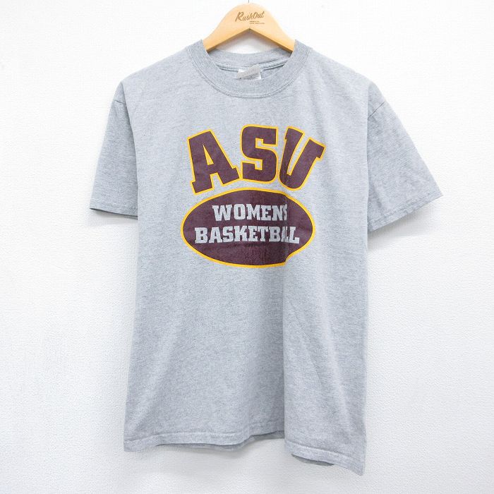 00s 半袖Tシャツ ASU 霜降りグレー メンズM相当 | 古着