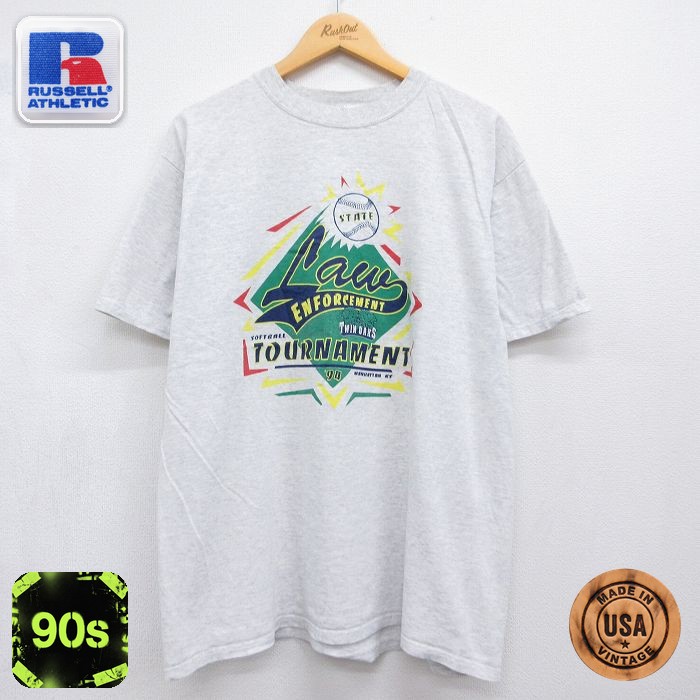 ラッセル 90s 半袖Tシャツ ソフトボール グレー メンズXL相当 | 古着