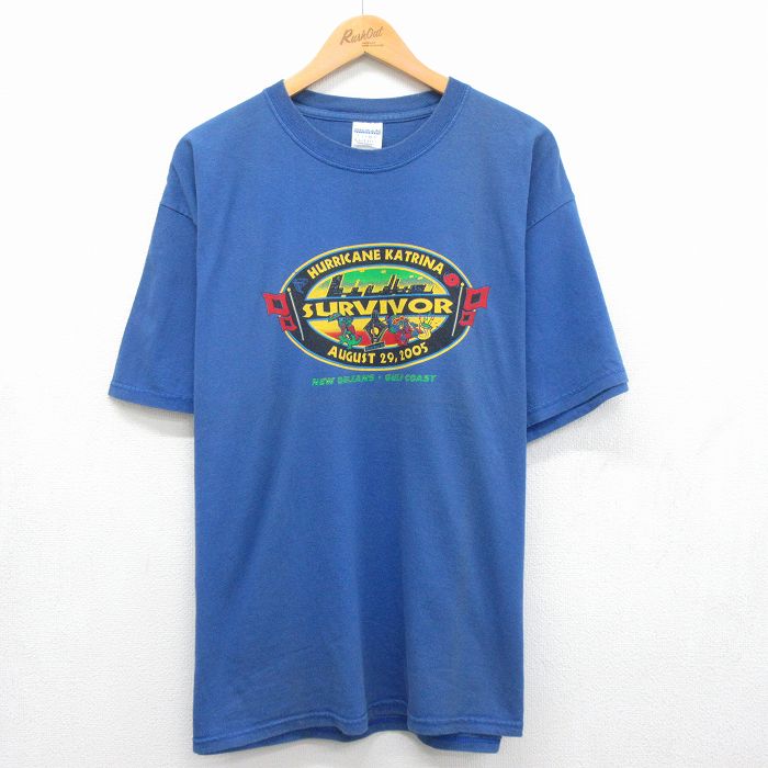00s 半袖Tシャツ SURVIVOR ブルー メンズXL相当 | 古着
