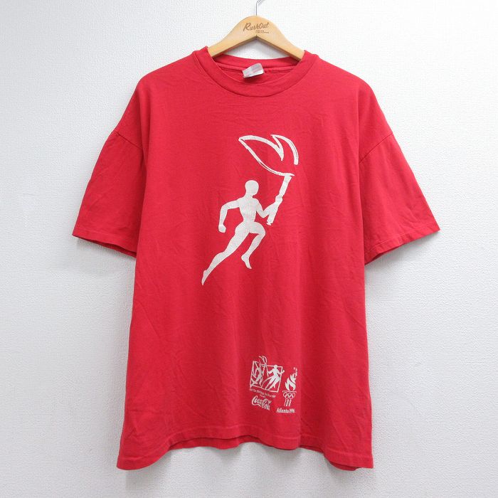 ヘインズ 90s 半袖Tシャツ アトランタオリンピックコカコーラ レッド メンズXL相当 | 古着