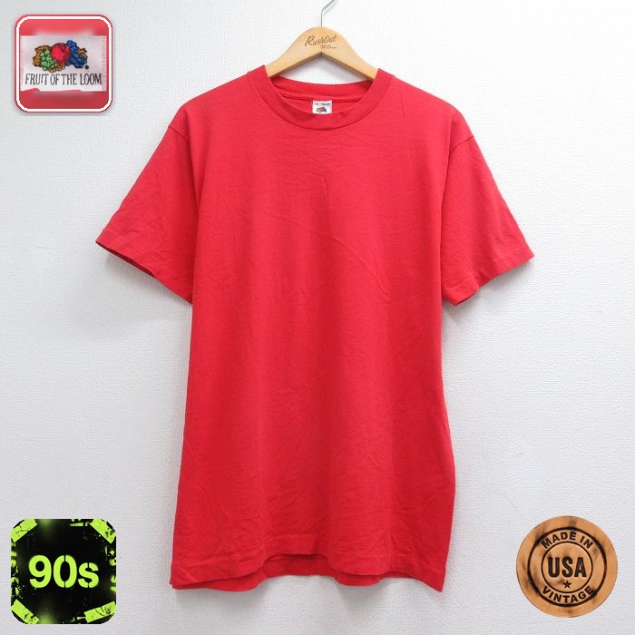 フルーツオブザルーム 90s 半袖Tシャツ レッド メンズL相当 | 古着