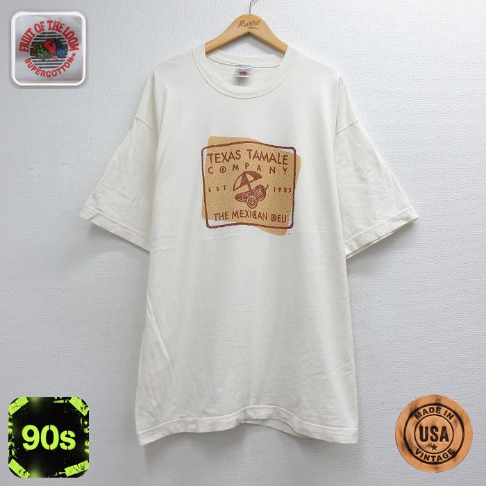 フルーツオブザルーム 90s 半袖Tシャツ メキシカン ホワイト メンズXL相当 | 古着