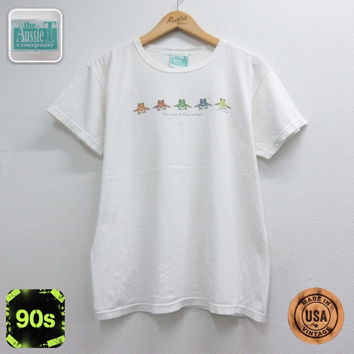 半袖Tシャツ カエル ホワイト メンズL相当 | 古着
