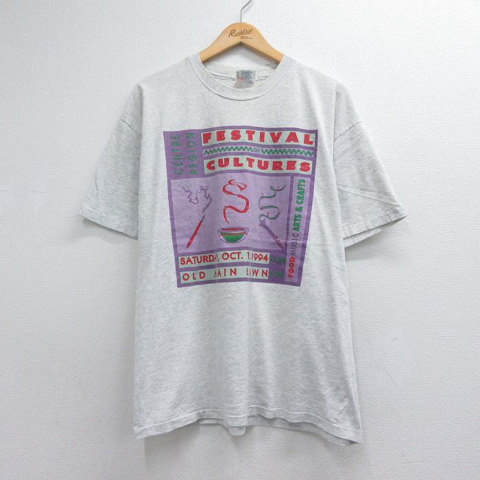 ヘインズ 90s 半袖Tシャツ フェスティバル グレー メンズXL相当 | 古着