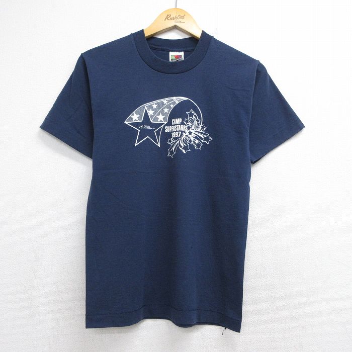 フルーツオブザルーム 90s 半袖Tシャツ スーパースター ネイビー メンズS相当 | 古着