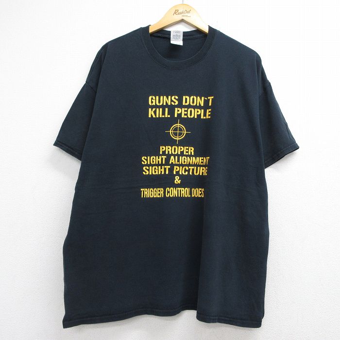 00s 半袖Tシャツ ガン ブラック メンズXL相当 | 古着