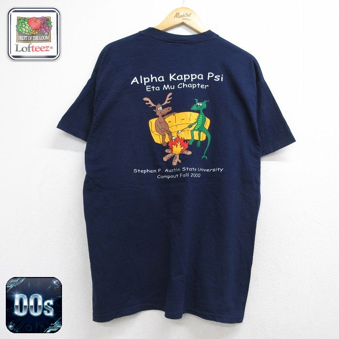 フルーツオブザルーム 00s 半袖Tシャツ シカ ネイビー メンズXL相当 | 古着
