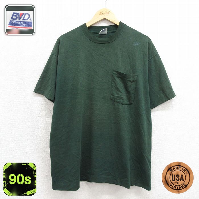 BVD 90s 半袖Tシャツ 胸ポケット グリーン メンズXL相当 | 古着