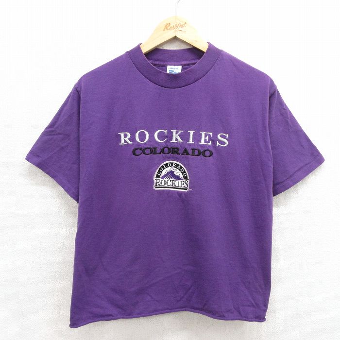 半袖Tシャツ MLBフロリダロッキーズ刺繍 パープル メンズL相当 | 古着
