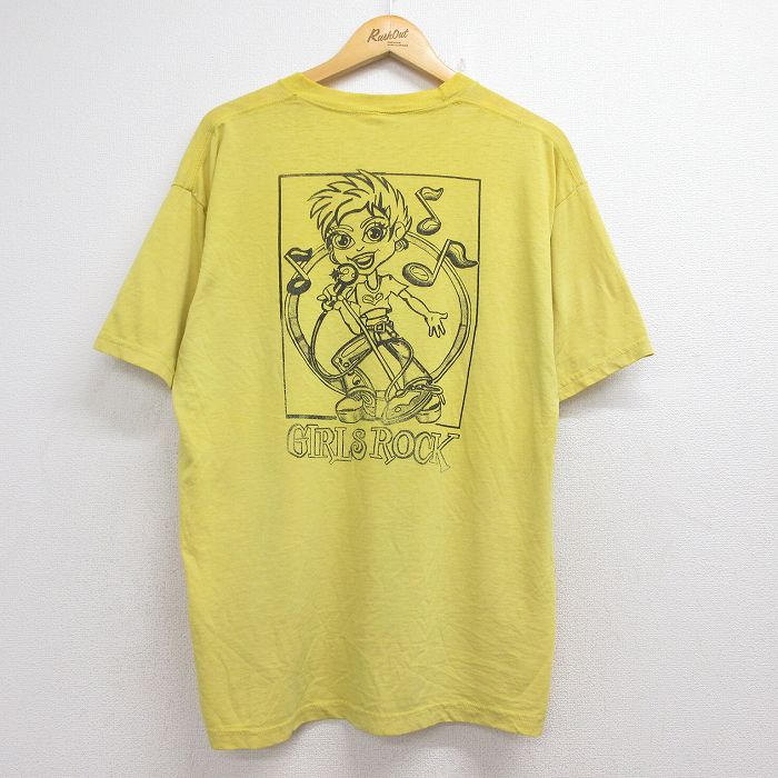 00s 半袖Tシャツ GIRLS ROCK イエロー メンズXL相当 | 古着