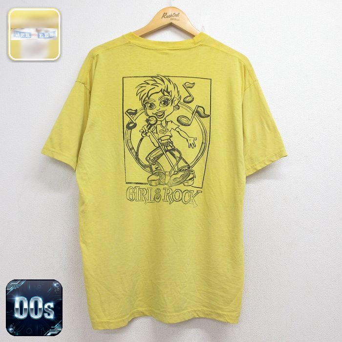 00s 半袖Tシャツ GIRLS ROCK イエロー メンズXL相当 | 古着