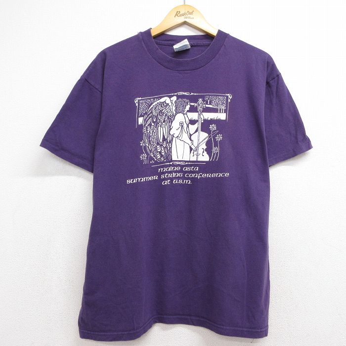 ヘインズ 00s 半袖Tシャツ maine asta パープル メンズL相当 | 古着