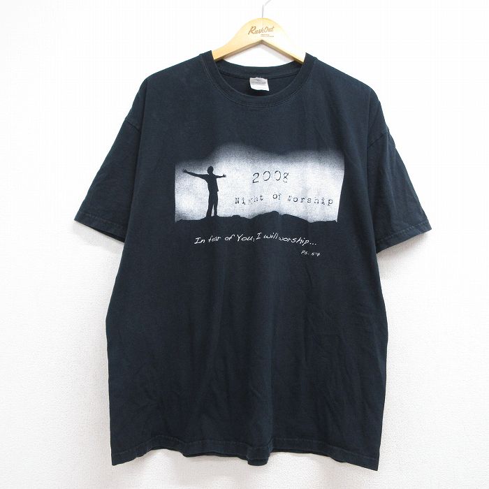 00s 半袖Tシャツ Night of worship ブラック メンズXL相当 | 古着
