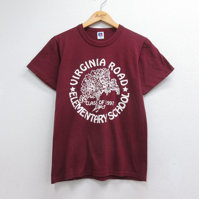 ラッセル 90s 半袖Tシャツ 木 バーガンディ メンズS相当 | 古着