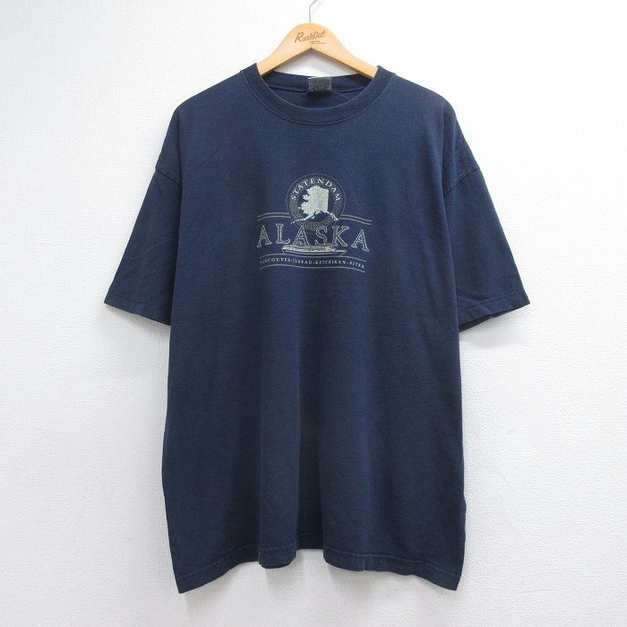 00s 半袖Tシャツ アラスカ ネイビー メンズXL相当 | 古着