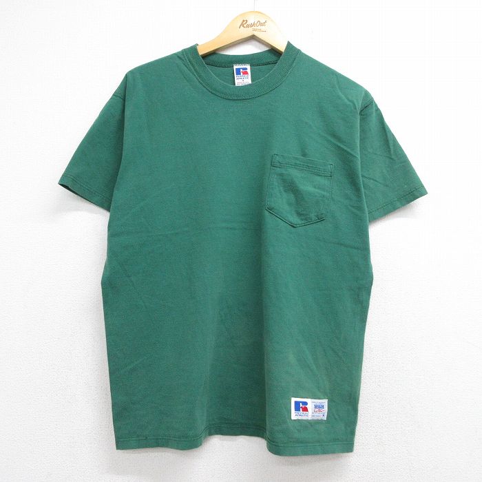 ラッセル 90s 半袖Tシャツ 胸ポケット付き グリーン メンズL相当 | 古着