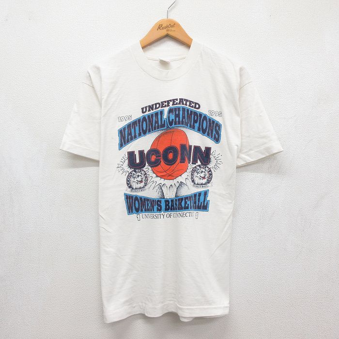 フルーツオブザルーム 90s 半袖Tシャツ コネチカットハスキーズカレッジ ホワイト メンズL相当 | 古着