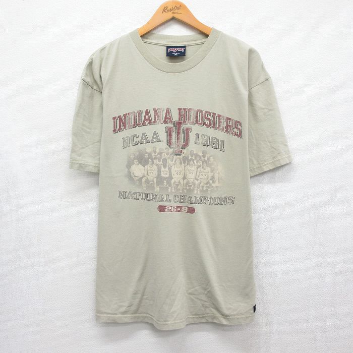 ジャンスポーツ 90s 半袖Tシャツ インディアナフージャーズカレッジ ベージュ メンズXL相当 | 古着