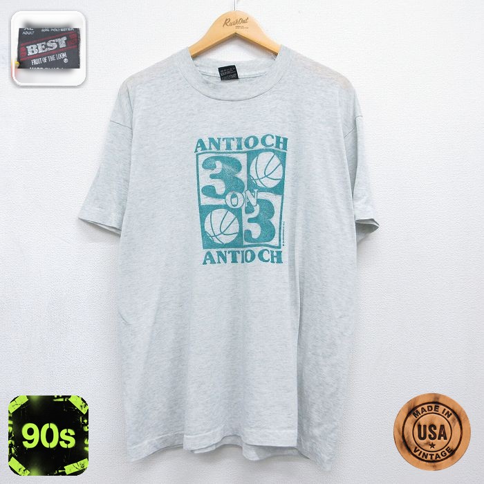 フルーツオブザルーム 90s 半袖Tシャツ バスケットボール グレー メンズXL相当 | 古着