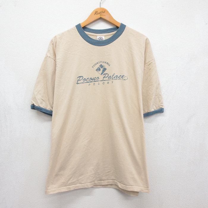 00s 半袖Tシャツ リゾート ベージュ メンズXL相当 | 古着